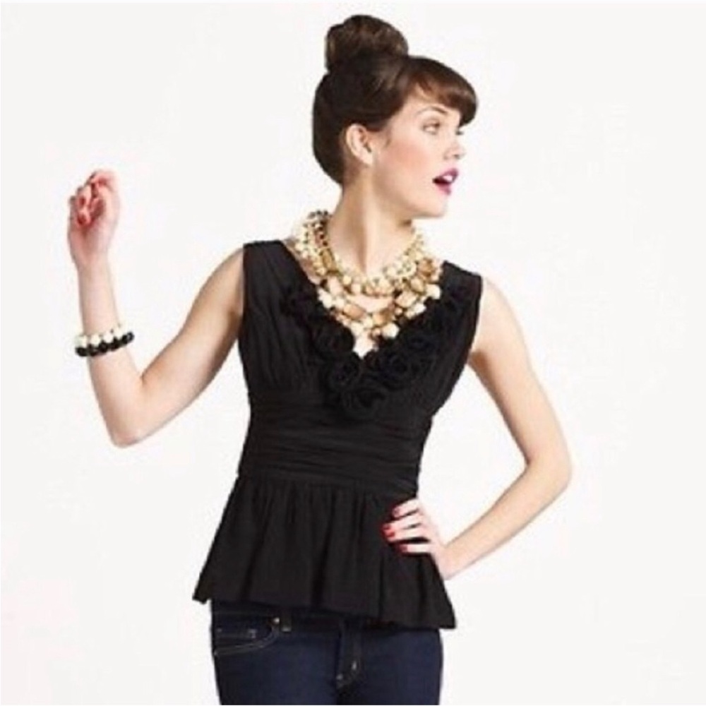 KATE SPADE black silk dressy top with side zipper